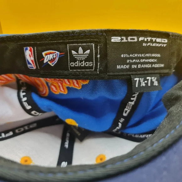 OKC Thunder Fitted Hat Adidas Blue 7 1/4 - 7 5/8 Cap Basketball NBA - Picture 3 of 4